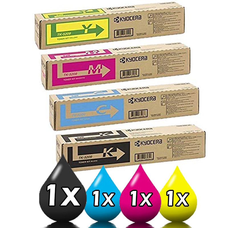 4 Pack Genuine Kyocera TK5209 Toner Combo Pack [1BK, 1C, 1M, 1Y]
