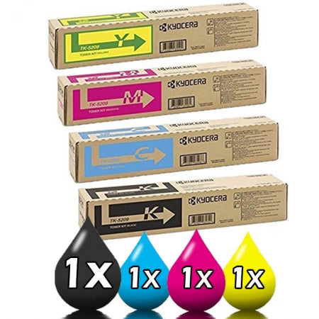 4 Pack Genuine Kyocera TK5209 Toner Combo Pack [1BK, 1C, 1M, 1Y]
