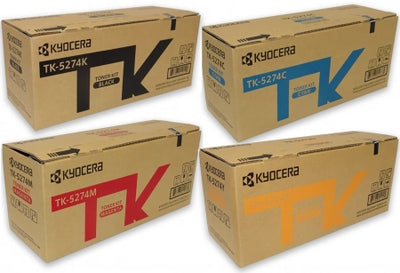 Genuine 4 Pack Kyocera TK5274 Toner Kits [1BK,1C,1M,1Y]