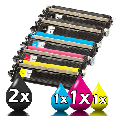 Compatible 5-Pack Brother TN-240 Toner Cartridges Value Pack [2BK+1C+1M+1Y]