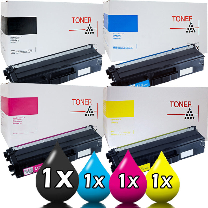 4 Pack White Box Premium Brother TN443 Toner Cartridge Value Pack [1BK, 1C, 1M, 1Y]