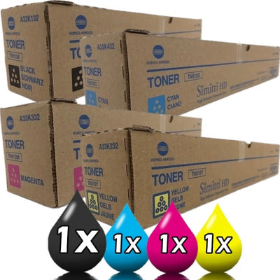 Genuine 4 Pack Konica Minolta TN512 / A33K192-A33K492 Toner Combo Pack [1BK, 1C, 1M, 1Y]