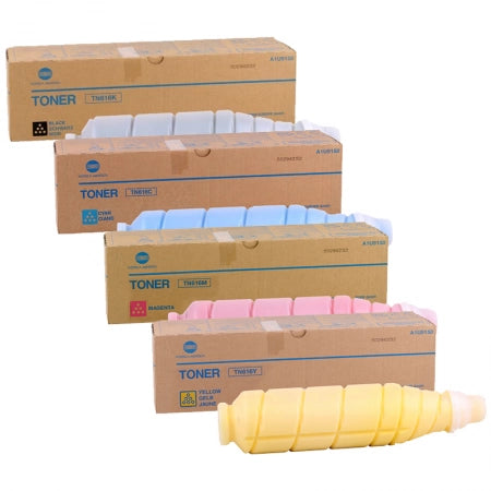 4-Pack Konica Minolta Bizhub Press C6000 C7000 TN616 Genuine CMYK Toner Cartridges 41.5k/31k Print Yield