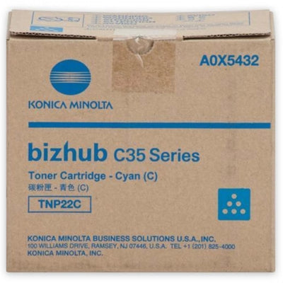 Konica Minolta TNP22C (A0X5492) Genuine Cyan Toner Cartridge - 5,400 Prints