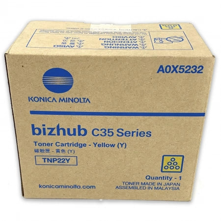 Konica Minolta TNP22Y (A0X5292) Genuine Yellow Toner Cartridge - 5,400 Prints