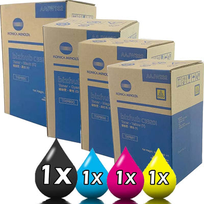 Genuine 4 Pack Konica Minolta Bizhub C3320i Toner Cartridge Value Pack [1BK, 1C, 1M, 1Y]
