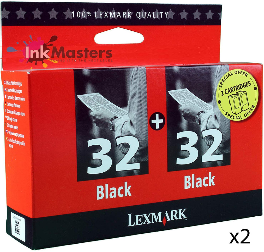 2 Pack Lexmark TPANZ08 32 Black Genuine Toner Cartridge Twin Pack 200 Yield