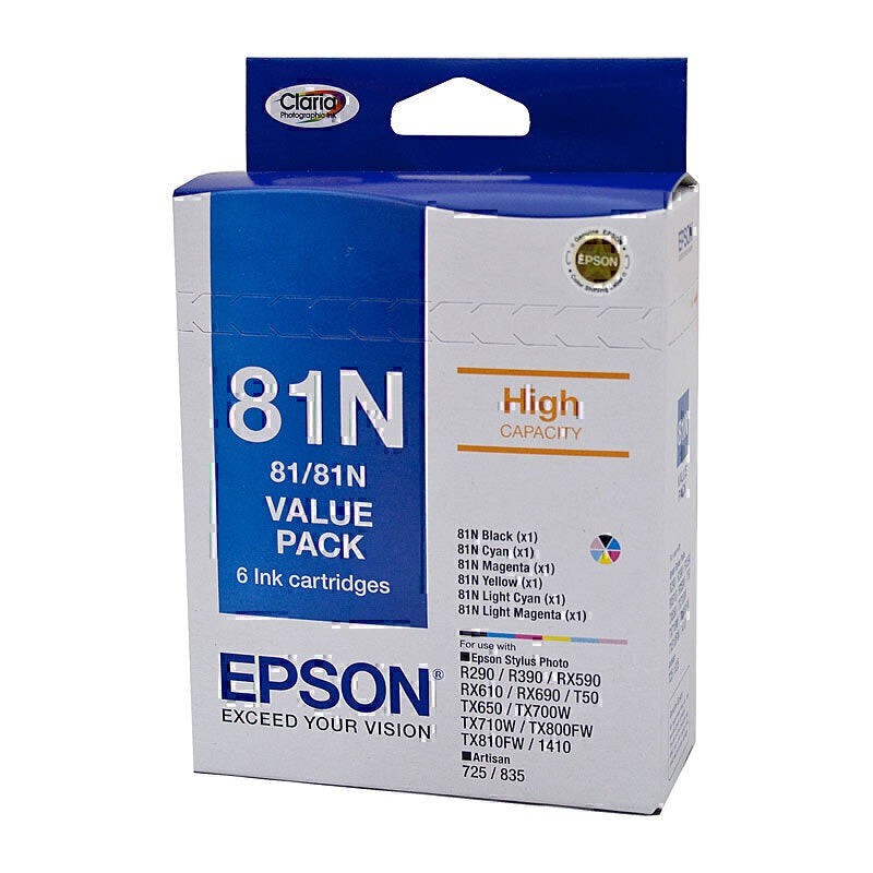 Genuine 6 Pack Epson 81N High Capacity Inkjet Cartridges C13T111192-C13T111692 [1BK,1C,1M,1Y,1LC,1LM]