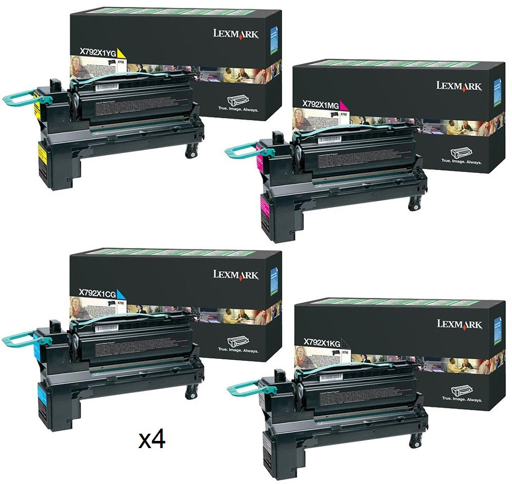 Genuine 4 Pack Lexmark X792 High Capacity Toner Cartridges [1BK,1C,1M,1Y]