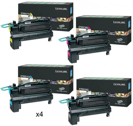 Genuine 4 Pack Lexmark X792 High Capacity Toner Cartridges [1BK,1C,1M,1Y]