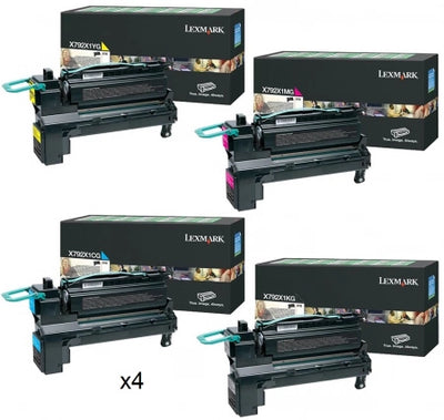Genuine 4 Pack Lexmark X792 High Capacity Toner Cartridges [1BK,1C,1M,1Y]