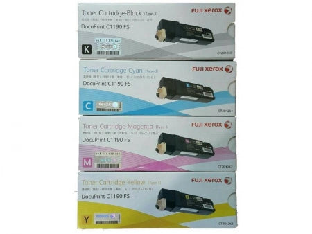 4 Pack Genuine Fuji Xerox C1190 CT201260-CT201263 Toner Cartridges [1BK,1C,1M,1Y]