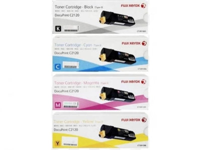 4 Pack Genuine Fuji Xerox C2120 CT201303-CT201306 Toner Cartridges [1BK,1C,1M,1Y]