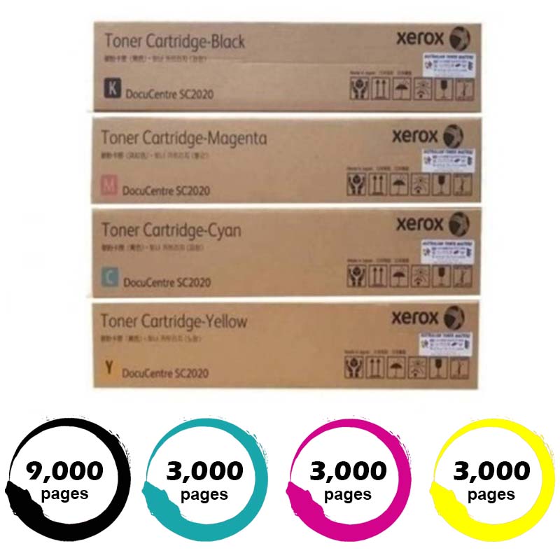 Genuine 4 Pack Fuji Xerox CT202246-CT202249 Toners [1BK,1C,1M,1Y]