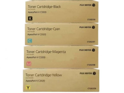 Genuine 4 Pack Fuji Xerox C3320 Toner Cartridges CT202356-CT202359 1BK,1C,1M,1Y