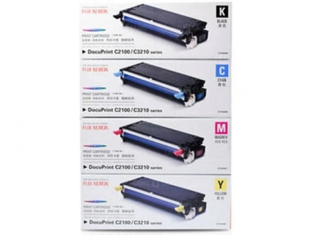 4 Pack Genuine Fuji Xerox C2100 CT350481-CT350484 Toner Cartridges [1BK,1C,1M,1Y]