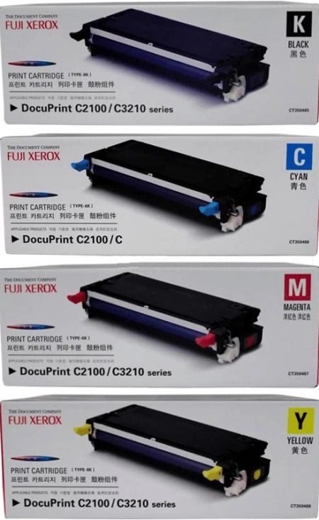 4 Pack Genuine Fuji Xerox C2100 CT350485-CT350488 Toner Cartridges [1BK,1C,1M,1Y]