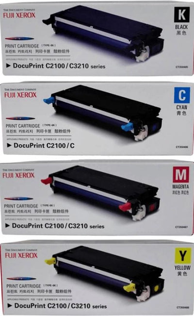 4 Pack Genuine Fuji Xerox C2100 CT350485-CT350488 Toner Cartridges [1BK,1C,1M,1Y]