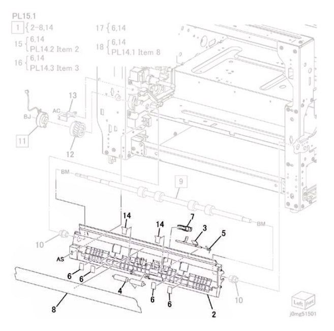 Fuji Xerox S2010 S1810 S2240 S2220 Registration Chute / Transport REgistration (059K74900 059K74901)