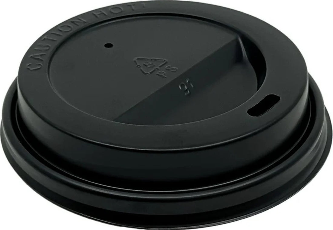 8-12-16oz Universal Hot Sipper Lid Black Carton of 1000
