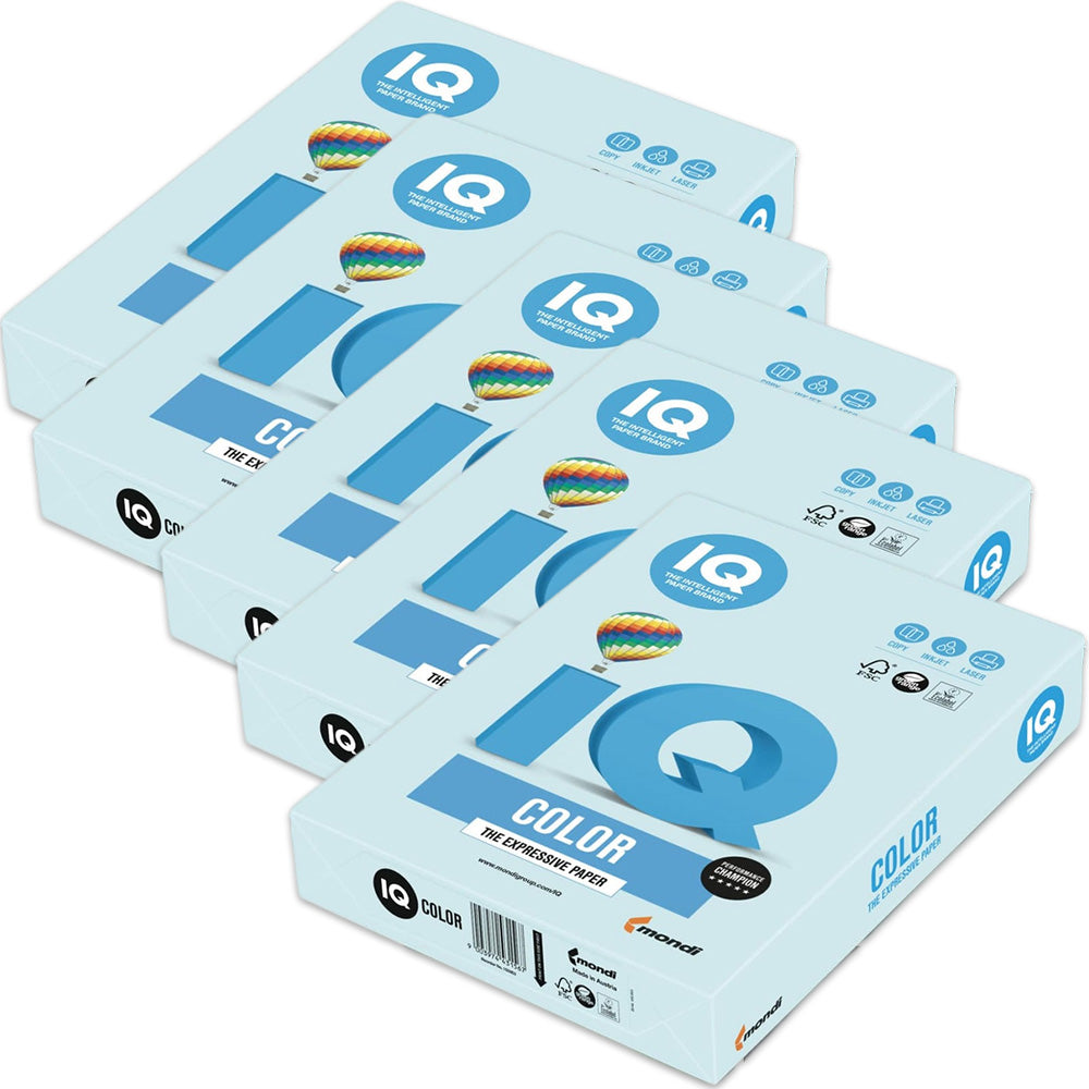 Mondi IQ A4 Colour Copy Paper Blue 80gsm Box of 5 Ream