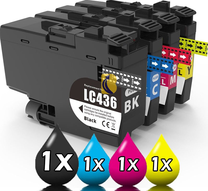 4 Pack Brother LC-436 Compatible Ink Cartridges Value Pack 1BK, 1C, 1M, 1Y