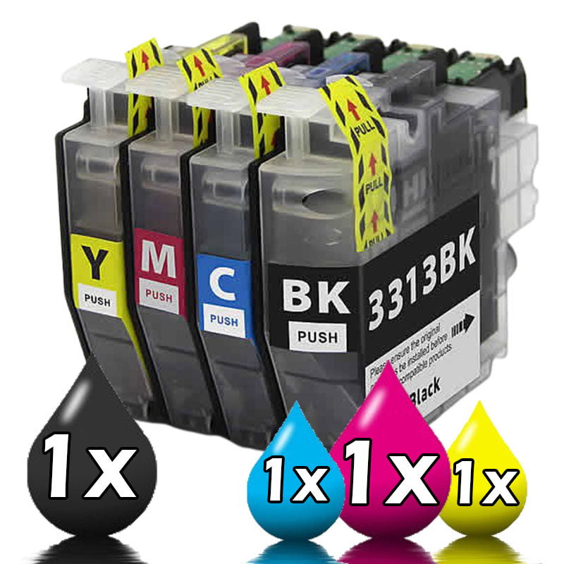 4 Pack Brother LC3313 Compatible Ink Cartridges Combo [1BK+1C+1M+1Y]