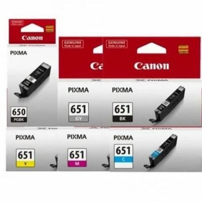 6 Pack Canon PGI650 CLI651 Genuine Ink Cartridges [1BK,1C,1M,1Y,1GY,1PHBK]