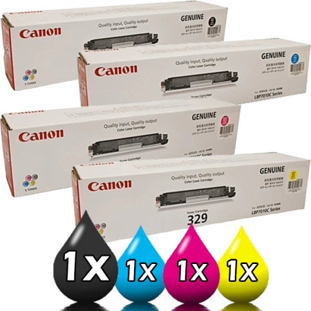 Genuine 4 Pack Canon CART329 Toner Cartridges [1BK,1C,1M,1Y]