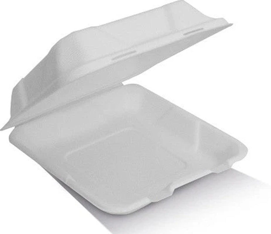 Clamshell Sugarcane 229x229x80mm (~9x9x3in) Carton of 200