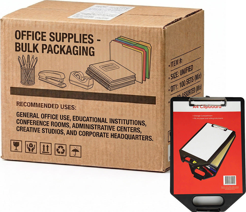 Carton of 10 PacAks GNS Basic A4 Storage Clipboards Heavy-Duty Document Box Black