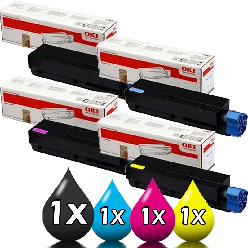 Genuine 4 Pack OKI MC873 Toner Cartridge Value Pack [1BK, 1C, 1M, 1Y]