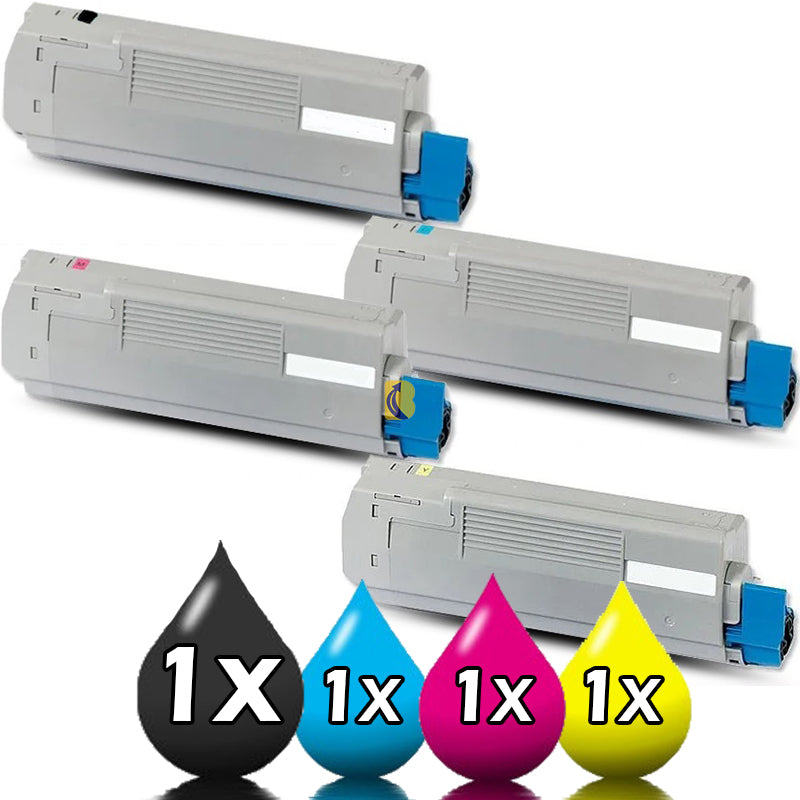 4 Pack OKI MC873 Compatible Toner Cartridge Value Pack [1BK, 1C, 1M, 1Y]