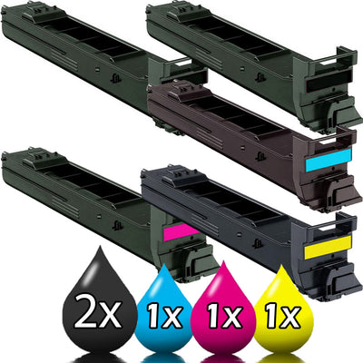 5 Pack Konica Minolta A0DK132-A0DK432 Compatible Toner Cartridge Value Pack [2BK, 1C, 1M, 1Y]
