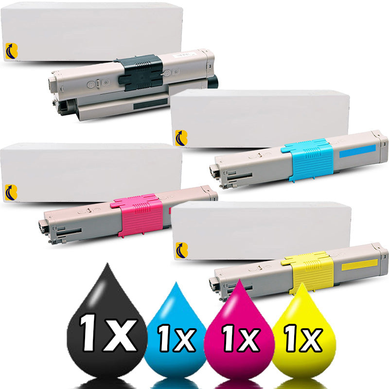 4 Pack OKI MC362w White Box Toner Cartridges [1BK, 1C, 1M,1Y]