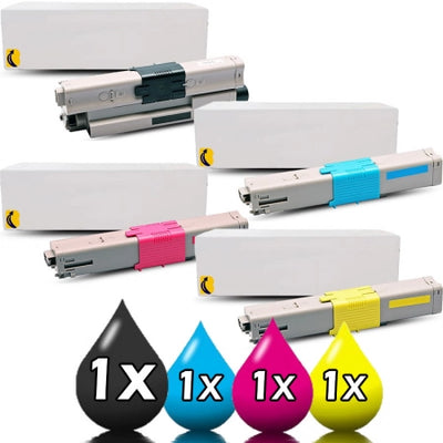 4 Pack OKI MC362w White Box Toner Cartridges [1BK, 1C, 1M,1Y]