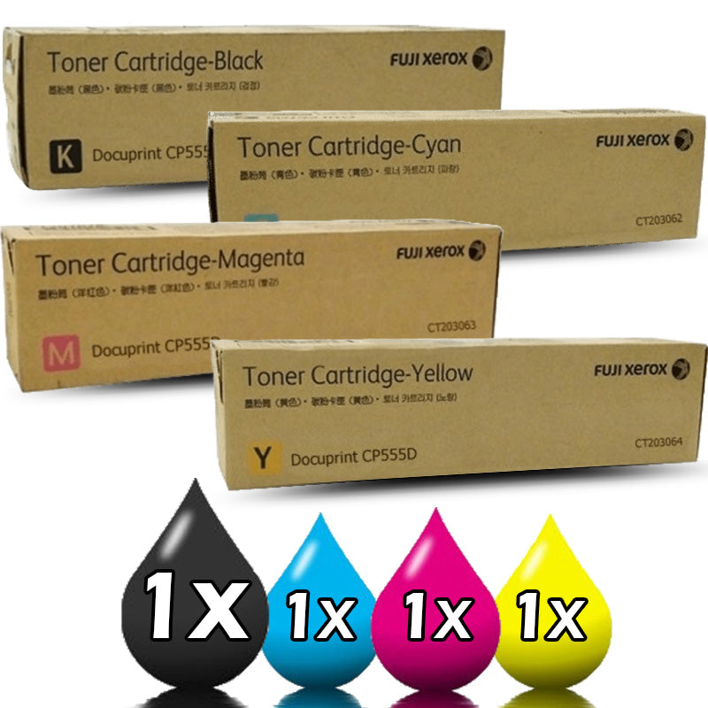 Genuine 4 Pack Fuji Xerox CT203061-CT203064 Toner Value Pack [1BK, 1C, 1M, 1Y]