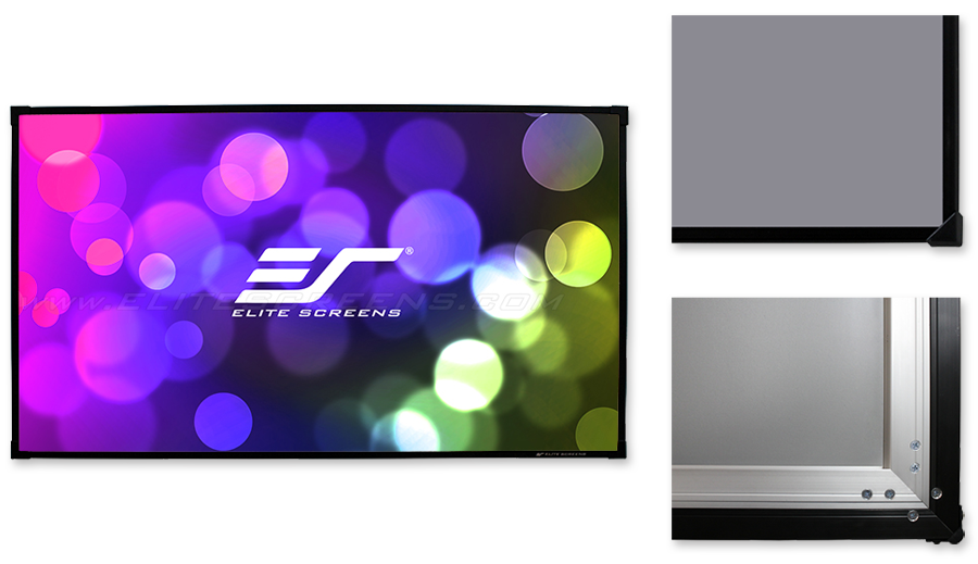 110" FIXED FRAME 16:9 PROJECTOR SCREEN  CINEWHITE  SABLE FRAME B2