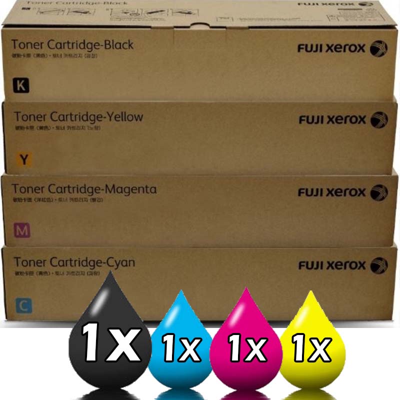 Genuine 4 Pack Fuji Xerox CT202488-CT202491 Toner V C2260 V C2263 1BK,1C,1M,1Y