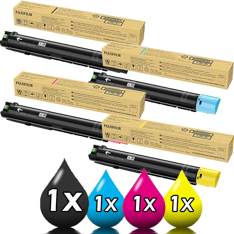 Genuine 4 Pack FujiFilm Apeos C2450S Toner Cartridge Value Pack [1BK, 1C, 1M, 1Y]