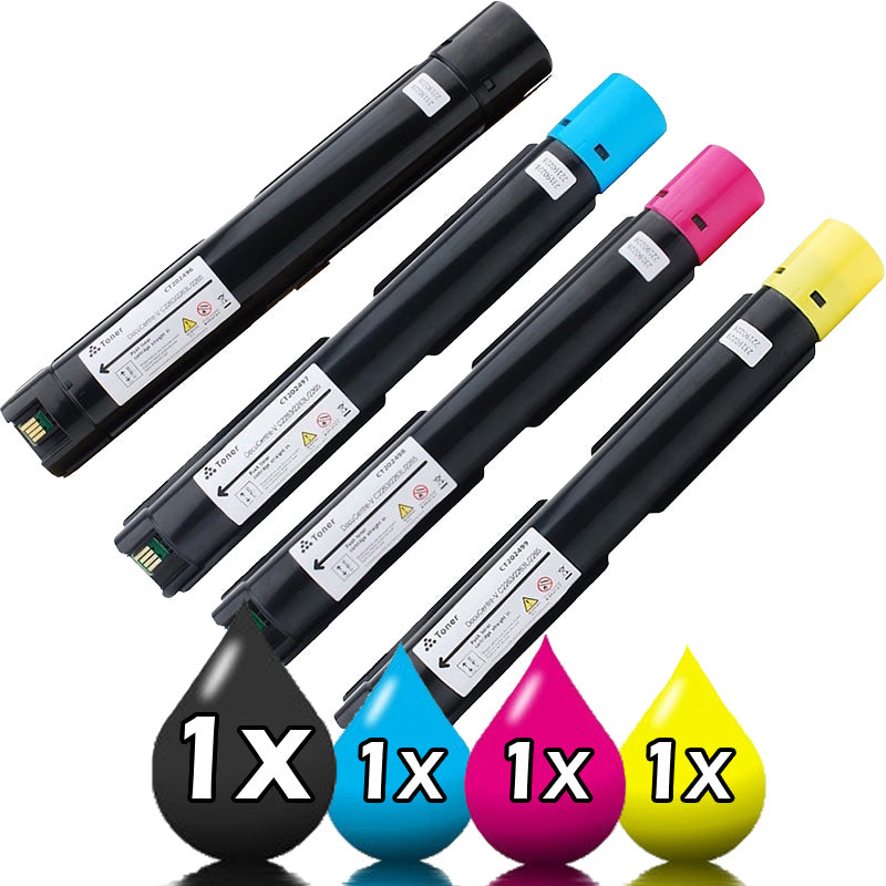 4 Pack Fuji Xerox CT202488 - CT202491 Compatible Toner Cartridge Value Pack [1BK, 1C, 1M, 1Y]