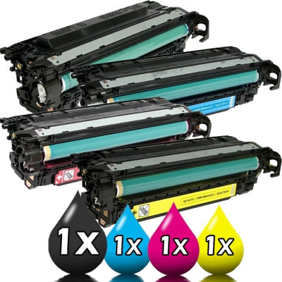 4 Pack HP 504A Compatible Toner Cartridges CE250A-CE253A [1BK, 1C, 1M, 1Y]