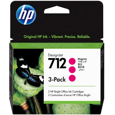 3 Pack Genuine HP 712 Magenta DesignJet Ink Cartridge 29ml