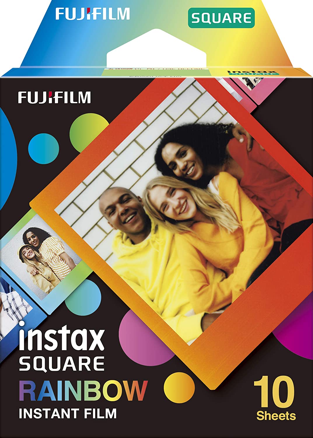 Pack of 10 Fujifilm instax SQUARE Rainbow Film - Compatible with Fujifilm Instax SQUARE Camera