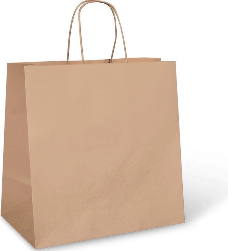 Carton of 250 Large Paper Twist Handle Bag 305 x 305 x 175 (Uber Eats Size)