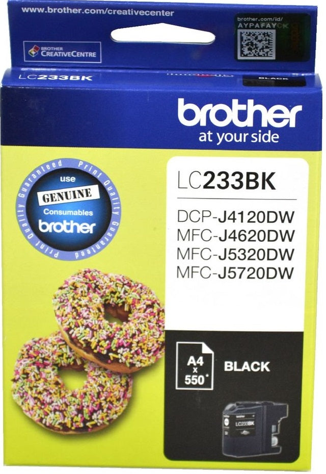 Genuine Brother LC-233BKS Black Ink Cartridge 550 Page
