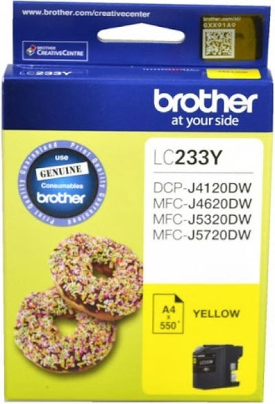 Genuine Brother LC-233Y Yellow Ink Cartridge 550 Pages