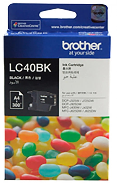 Brother LC40BK Black Genuine Ink Cartridge 300 Print Yield
