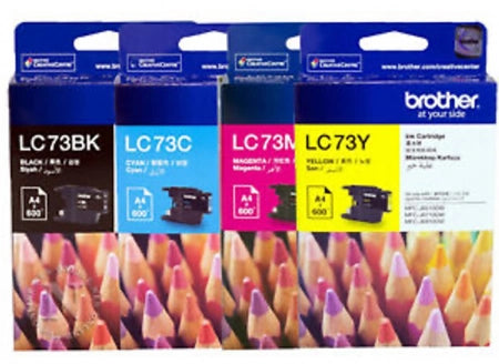 Genuine 4 Pack Brother LC73 Ink Cartridges 1BK,1C,1M,1Y
