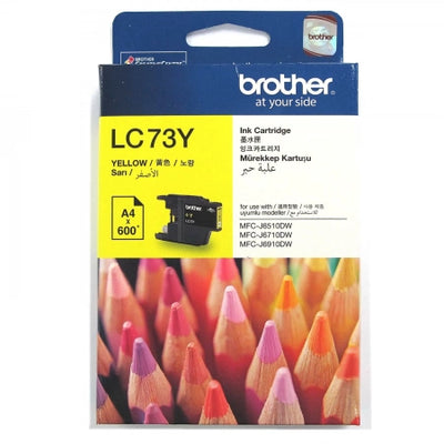 Brother LC73Y Yellow Genuine Ink Cartridge 600 Print Yield